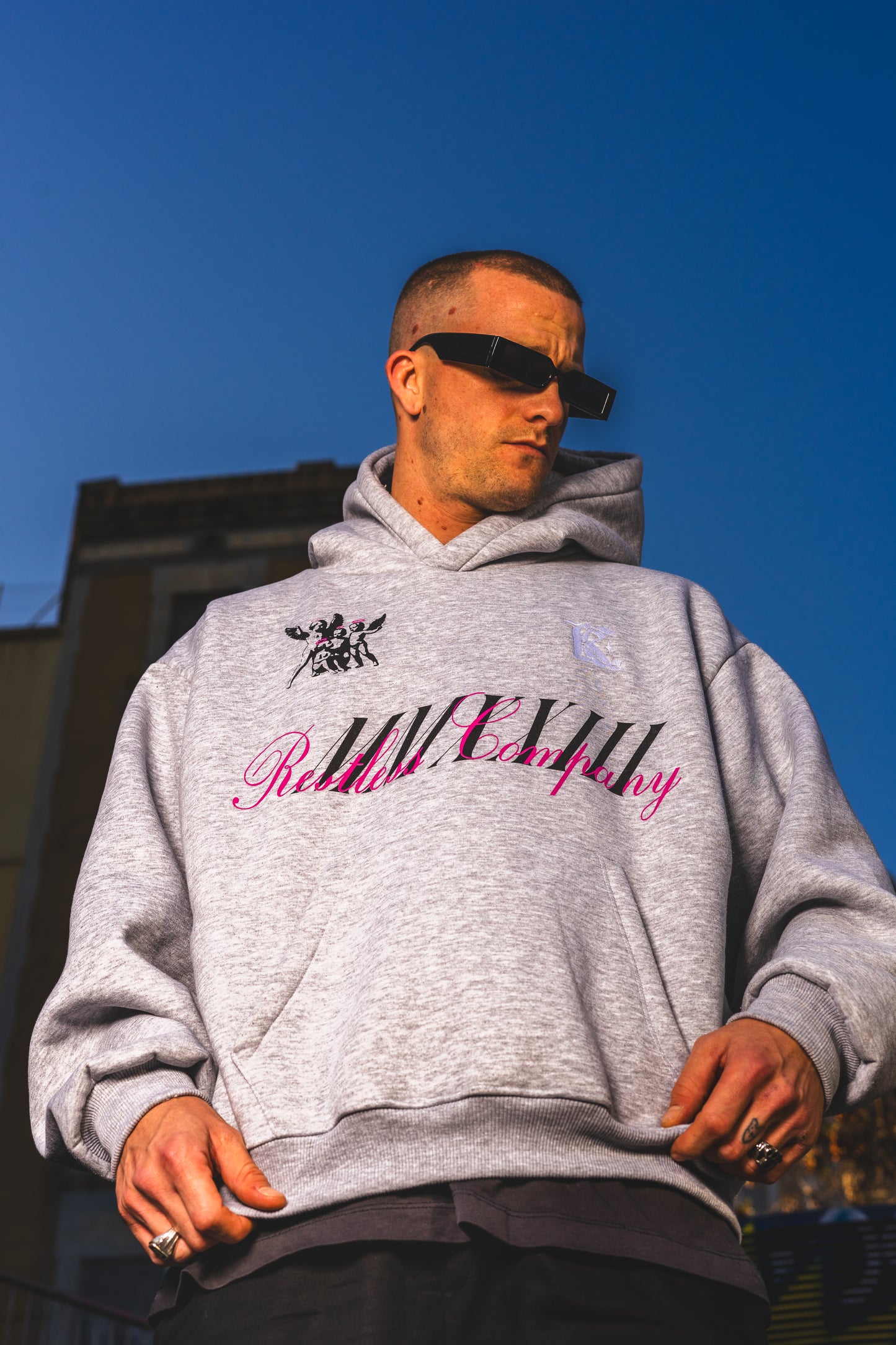 RESTLESS COMPANY GREY HOODIE-DREAGON HOODIE-COLD STREETS