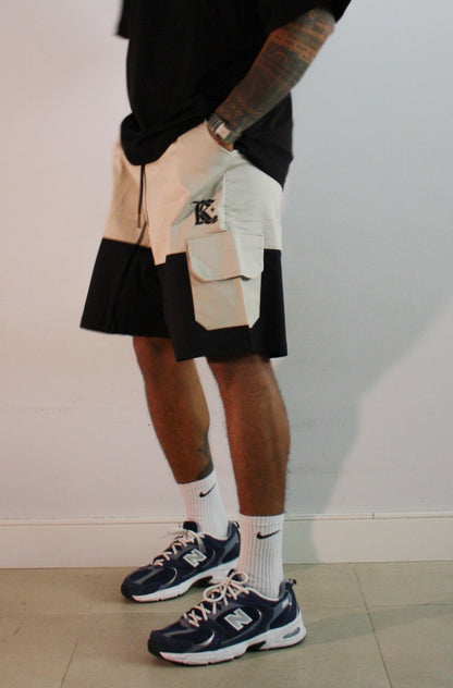 BLACK AND BEIGE SHORTS