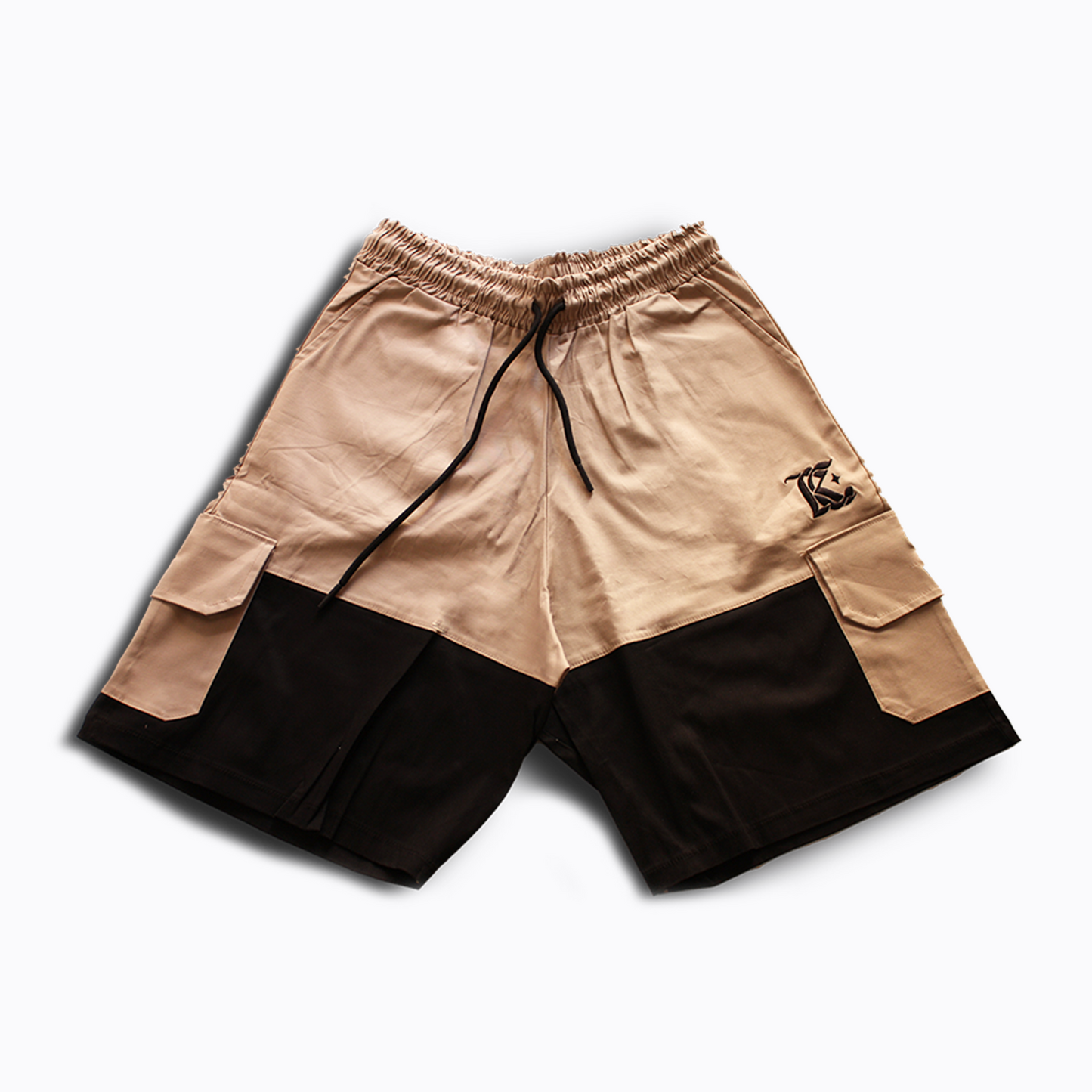 BLACK AND BEIGE SHORTS